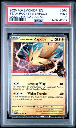 Team Rocket's Zapdos #070 2025 Pokemon Dri En-Destined Rivals PSA 9 - Image 1