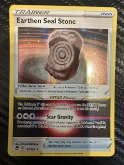 Earthen Seal Stone 154/195 SWSH Silver Tempest Holo Rare Trainer Item Pokemon NM - Image 1