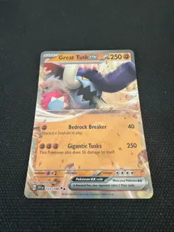 Great Tusk EX Double Rare POKEMON CARD Scarlet & Violet Base 123/198 - Image 1