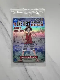 One Piece Monkey D. Luffy US Voyage College Basketball Promo Card Sealed - Image 1