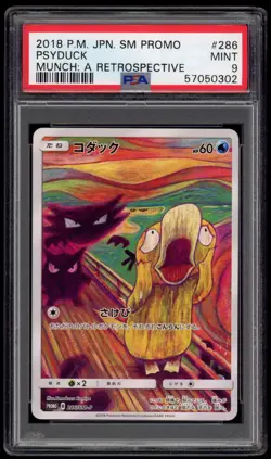 PSA 9 Mint Psyduck Scream Munch Pokemon Center Japanese Promo Card 286/SM-P - Image 1