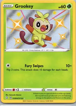 Pokemon TCG Grookey SV004/122 Shining Fates Shiny Vault Holo NM - Image 1