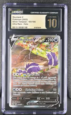 2022 Pokemon Silver Tempest #181 Skuntank V (Alt Art) CGC Pristine 10 - Image 1