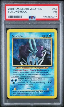 PSA 1 Suicune Holo Neo Revelation 14/64 2001 Pokemon WoTC PR - Image 1