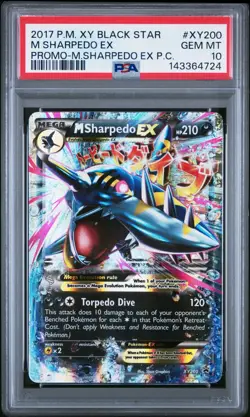 2017 POKEMON XY BLACK STAR PROMO #XY200 M SHARPEDO EX PROMO PSA 10 - Image 1