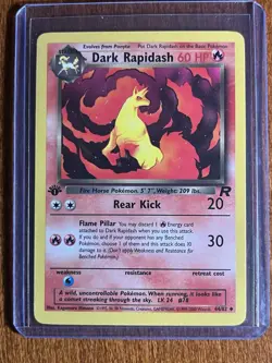 [LP+/NM] 2000 Pokemon Team Rocket Dark Rapidash 1st Edition #44/82 Uncommon - Image 1