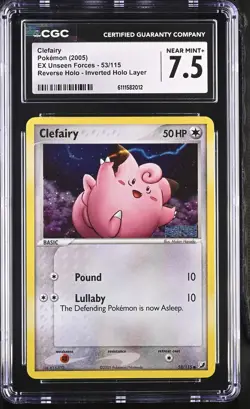 Clefairy 53/115 Reverse Holo Inverted Holo Layer Pokemon CGC 7.5 Near Mint+ - Image 1