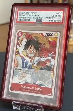 One Piece OP - MONKEY D. LUFFY SUPER P-001 PROMO PRE RELEASE PRTCPT - PSA 10 - Image 1
