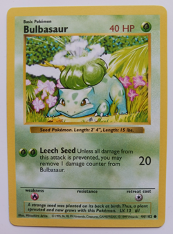 Bulbasaur Pokemon Card Shadowless WOTC Base Set 44/102 Vintage 1999 NM - Image 1