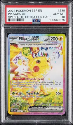 2024 POKEMON SSP EN-SURGING SPARKS SPECIAL ILLUSTRATION RARE PIKACHU EX PSA 10 - Image 1