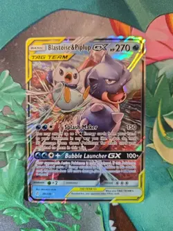 2019 Pokemon Sun & Moon Cosmic Eclipse Blastoise & Piplup GX Holo Rare #38/236 - Image 1