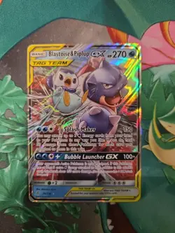 2019 Pokemon Sun & Moon Cosmic Eclipse Blastoise & Piplup GX Holo Rare #38/236 - Image 2