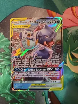 2019 Pokemon Sun & Moon Cosmic Eclipse Blastoise & Piplup GX Holo Rare #38/236 - Image 3