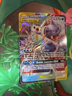 2019 Pokemon Sun & Moon Cosmic Eclipse Blastoise & Piplup GX Holo Rare #38/236 - Image 5