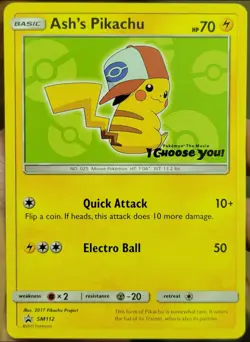 2017 Pokemon Movie Ash's Pikachu Sun & Moon Promos - #SM112 - Exc+/NM - Image 1