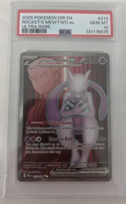 Pokemon 2025 Team Rockets Mewtwo ex Destined Rivals 213/182 PSA 10 GEM MT - Image 1