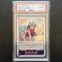 PSA 10 MONKEY D. LUFFY Judge Pack Vol. 2 OP03-070 One Piece Promo Gear Two Luffy - Image 1