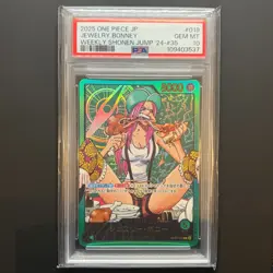2025 ONE PIECE JPN PROMOS WEEKLY SHONEN JUMP 2024-ISSUE 35 JEWELRY BONNEY PSA 10 - Image 1