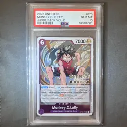 2023 Monkey D Luffy - OP03-070 - PSA 10 - Judge Promo - English - One Piece - Image 1