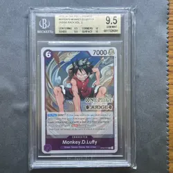 Monkey D Luffy Judge Pack Vol 2 Promo OP03-070 One Piece TCG BECKETT BGS 9.5 - Image 1