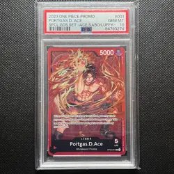 One Piece Portgas D. Ace Leader OP03-001 Sabo/Luffy Special Goods Set PSA 10 - Image 1