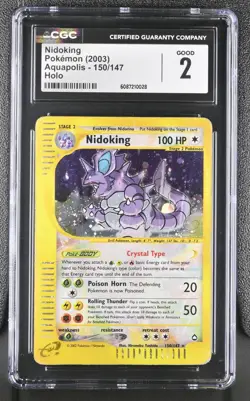Pokemon Card CGC 2 Nidoking Crystal Secret Rare Aquapolis 150/147 - Image 1