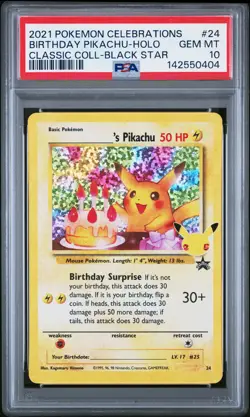 2021 POKEMON CELEBRATIONS CLASSIC COLL #24 BIRTHDAY PIKACHU-HOLO PSA 10 - Image 1