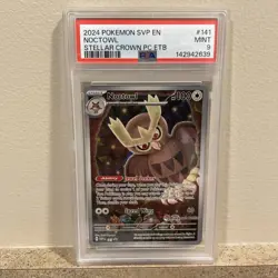 2024 POKEMON STELLAR CROWN POKEMON CENTER ETB PROMO SVP #141 NOCTOWL PSA 9 - Image 1