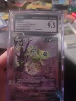Pokemon GRADED 2021 Celebi V 245/264 Fusion Strike Ultra Rare Holo M+ 9.5 CGC - Image 1