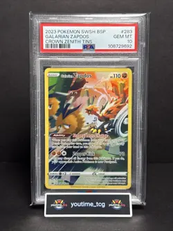 2023 Pokemon Swsh BSP Crown Zenith Tin Galarian Zapdos #283 PSA 10 - Image 1
