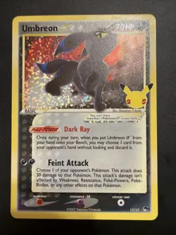 Pokemon TCG Umbreon Gold Star 17/17 Celebrations 25th Anniversary - Image 1