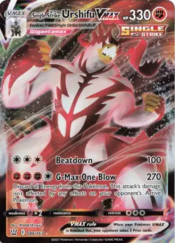 POKEMON Single Strike Urshifu VMAX #086/163 Holo SWSH05: Battle Styles NM - Image 3