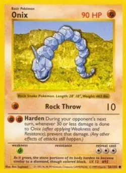 Heavily Played, English Pokemon Regular Onix - 56/102 - Common - Shadowless Edit - Image 1