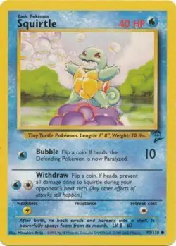 Lightly Played, English Pokemon Regular Squirtle - 93/130 - Common - Unlimited E - Image 1