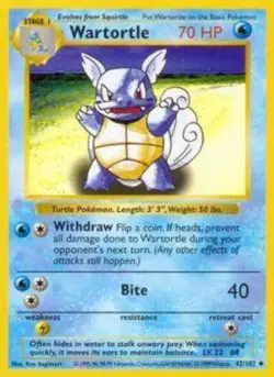 Moderately Played, English Pokemon Regular Wartortle - 42/102 - Uncommon - Shado - Image 1