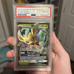 PSA 10 2018 Pokemon Sun & Moon Leafeon GX Ultra Prism - Image 1