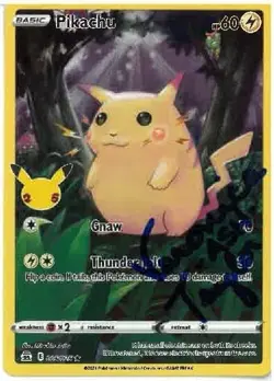 VERONICA TAYLOR SIGNED PIKACHU POKEMON CARD CELEBRRATIONS AUTHENTIC NM - Image 1