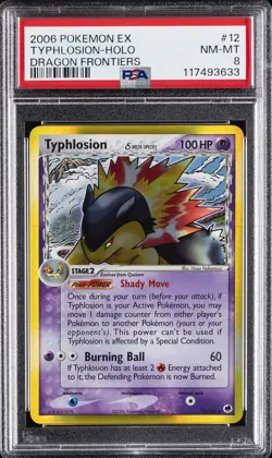2006 POKEMON EX DRAGON FRONTIERS #12 TYPHLOSION-HOLO PSA 8 - Image 1
