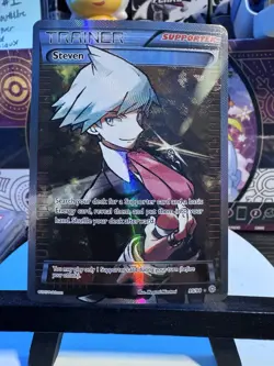 2015 POKEMON XY ANCIENT ORIGINS #95/98 STEVEN TRAINER ULTRA RARE FULL ART NM! - Image 2