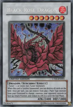 Yugioh Black Rose Dragon CT05-EN003 Secret Rare NM - Image 1