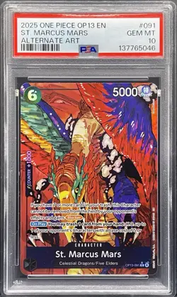 2025 ONE PIECE OP13-CARRYING ON HIS WILL ALTERNATE ART ST. MARCUS MARS PSA 10 - Image 1