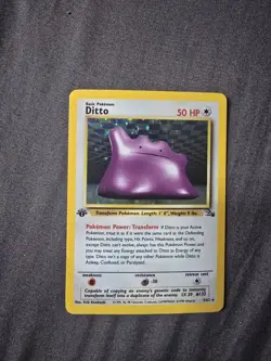 Pokemon Ditto 3/62 Fossil 1st Edition Holo Rare Basic 50 HP Card - Image 1