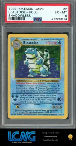 Pokemon TCG 1999 Pokemon Game #2 Blastoise Holo Shadowless PSA 6 - Image 1