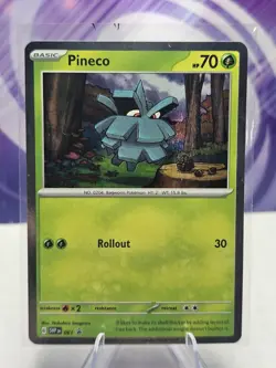 Pineco 061 Par SWIRL Sv: Scarlet & Violet Promo Cosmos Holo NM Pokemon Card 2023 - Image 1