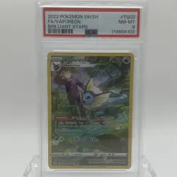 Pokemon TCG Brilliant Stars Vaporeon Full Art #TG02/TG30 PSA 8 NM-MT - Image 1