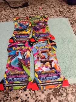 Four Pokemon Mega Evolution Phantasmal Flames Booster Pack Factory Sealed - Image 1