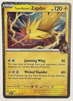 Team Rocket's Zapdos 070/182 (Cosmos Holo) - Scarlet & Violet: Destined Rivals - Image 1