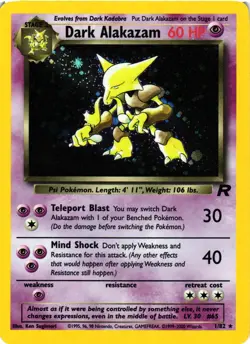 Pokemon TCG Dark Alakazam Holo 1/82 Unlimited Team Rocket LP - Image 1