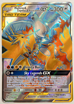 Pokemon Moltres & Zapdos & Articuno GX (Full Art) 66/68 | Hidden Fates M/NM - Image 1