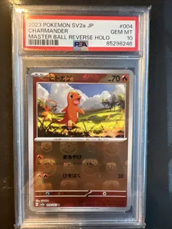 PSA10 Pokemon Card 151 Charmander Master Ball Reverse Holo 004/165 Sv2a Japanese - Image 1